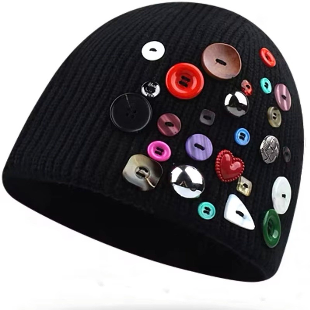 Bonnet coloré à boutons, bonne - Beanie Cuffed Knit avis et prix